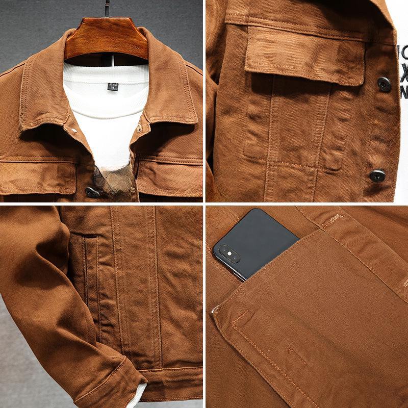 Chaqueta vaquera de algodón elástico estilo coreano de corte entallado para hombre (colección otoño 2024)