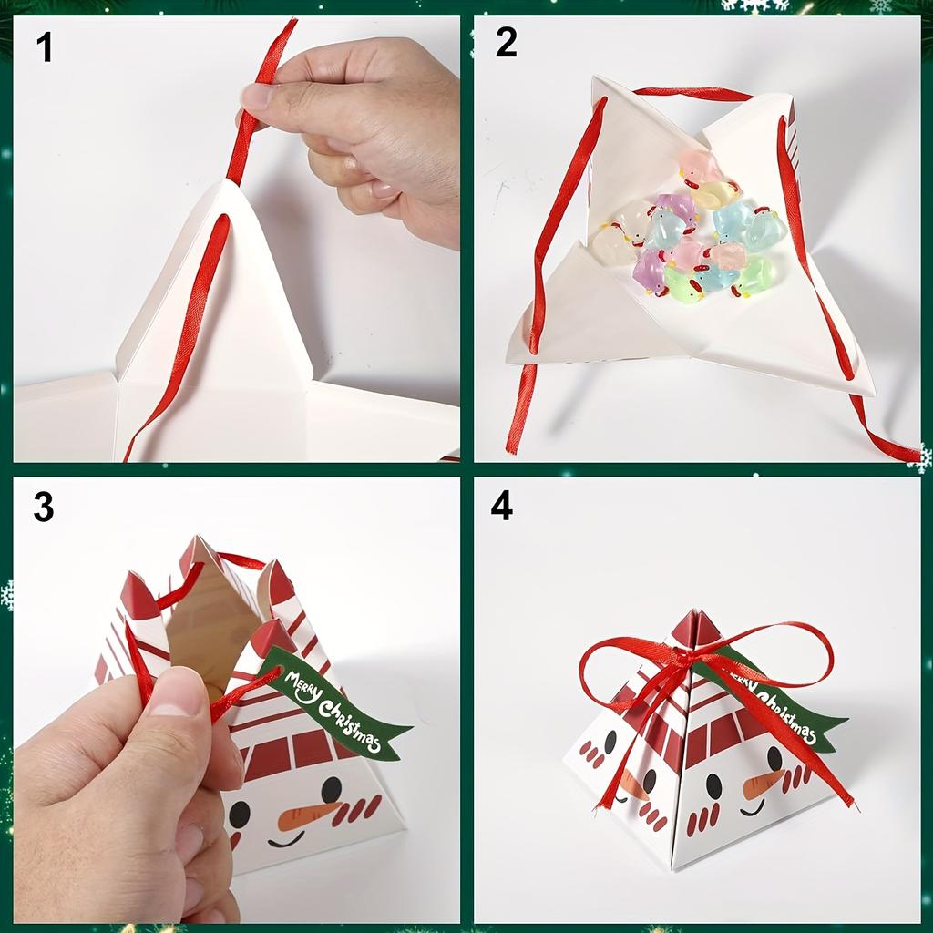 50pcs Christmas Boxes, 6 Styles Christmas Gift Boxes Xmas Paper Boxes with Ribbon Boxes for Christmas Party Supplies