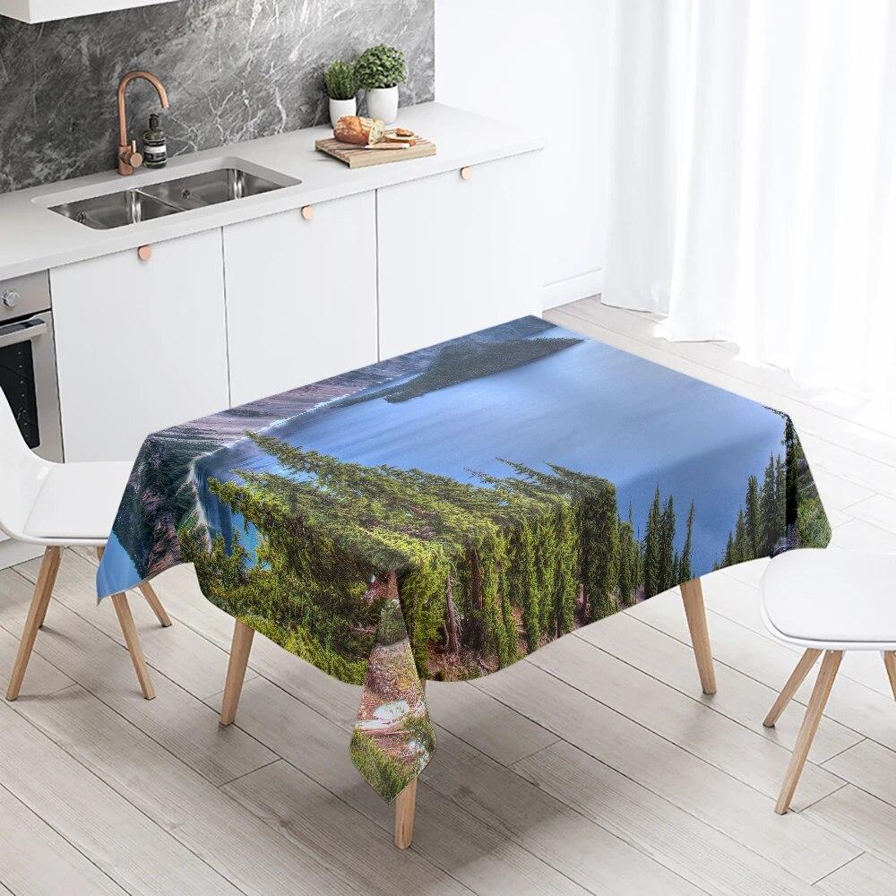 Mountains and Lakes Scenery Tablecloth Outdoor Camping  Antifouling Waterproof Home Kitchen Table Decoration