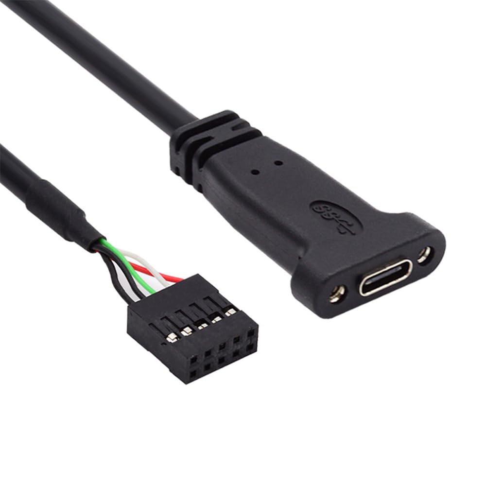 Xiwai Einzelanschluss USB Typ C Buchse auf USB Motherboard Header Kabel mit 20cm 3.1 USB-C 2.0 9-Pin 10-Pin Slotblech,
