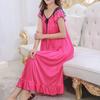 Summer Nightdress Lace Up Sleeping Comfortable Beautiful Faux Satin Summer Loose Nightgown Home Wear