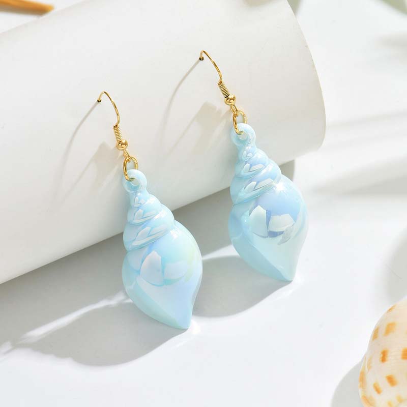 

Korean Colorful Acrylic Shell Conch Drop Earrings for Women Girls Exaggerated Resin Statement Earrings Zircon Brincos Gifts синій