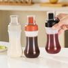 Squeeze Condiment Bottle with Measuring Markings 1/5 Nozzles Drizzle Bottle for Ketchup Salad Dressing Sauce 350ml Easy Fill Kitchen Dispenser