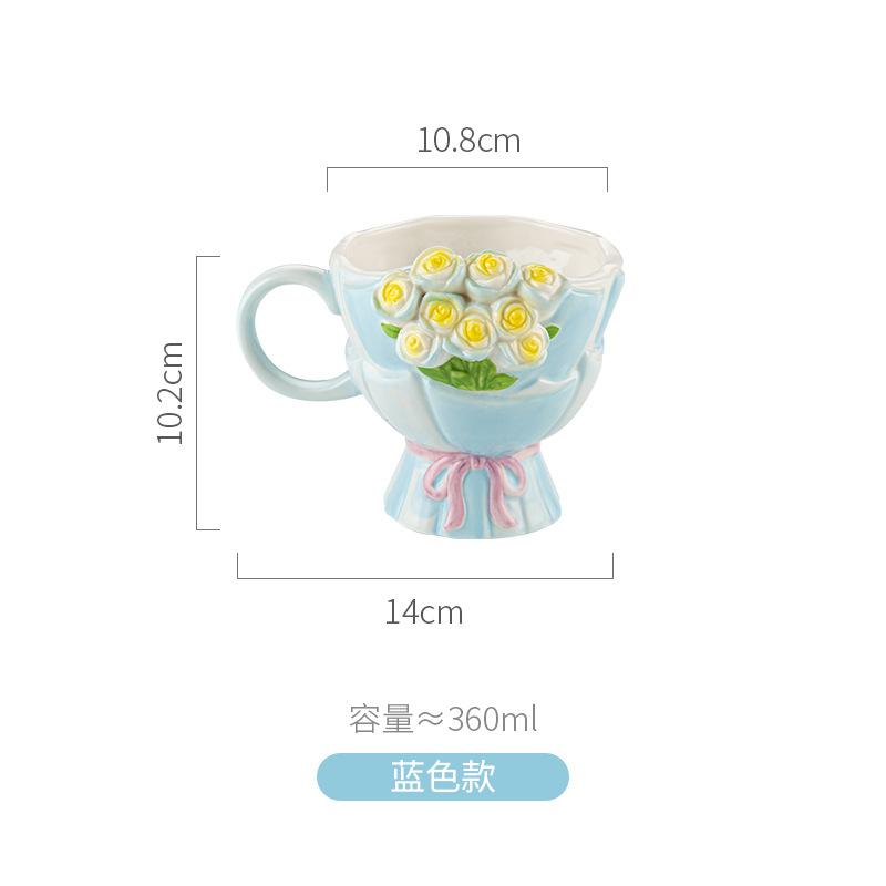 

Чашка для завтрака из овсянки Маленькая девочка Сердце Букет роз Керамическая чашка Ветер Высокий Подарок Подарок чашка 301-400ml