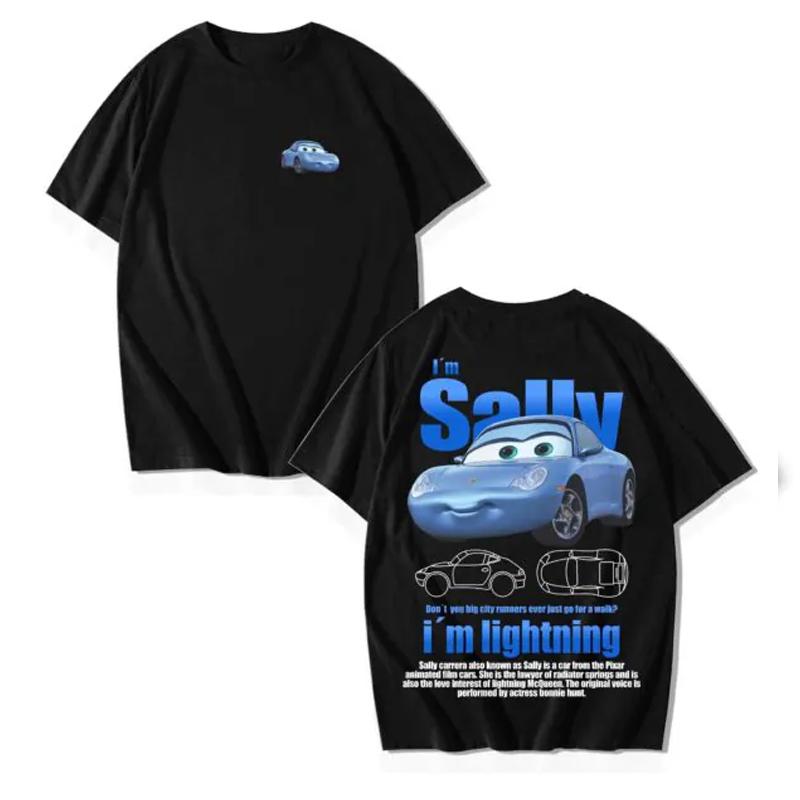 Summer Lightning Mcqueen and Sally T Shirt for Couples Mcqueen Sally Print Tshirtsfor Boys Girls Cotton Fans Gift Tops Clothing