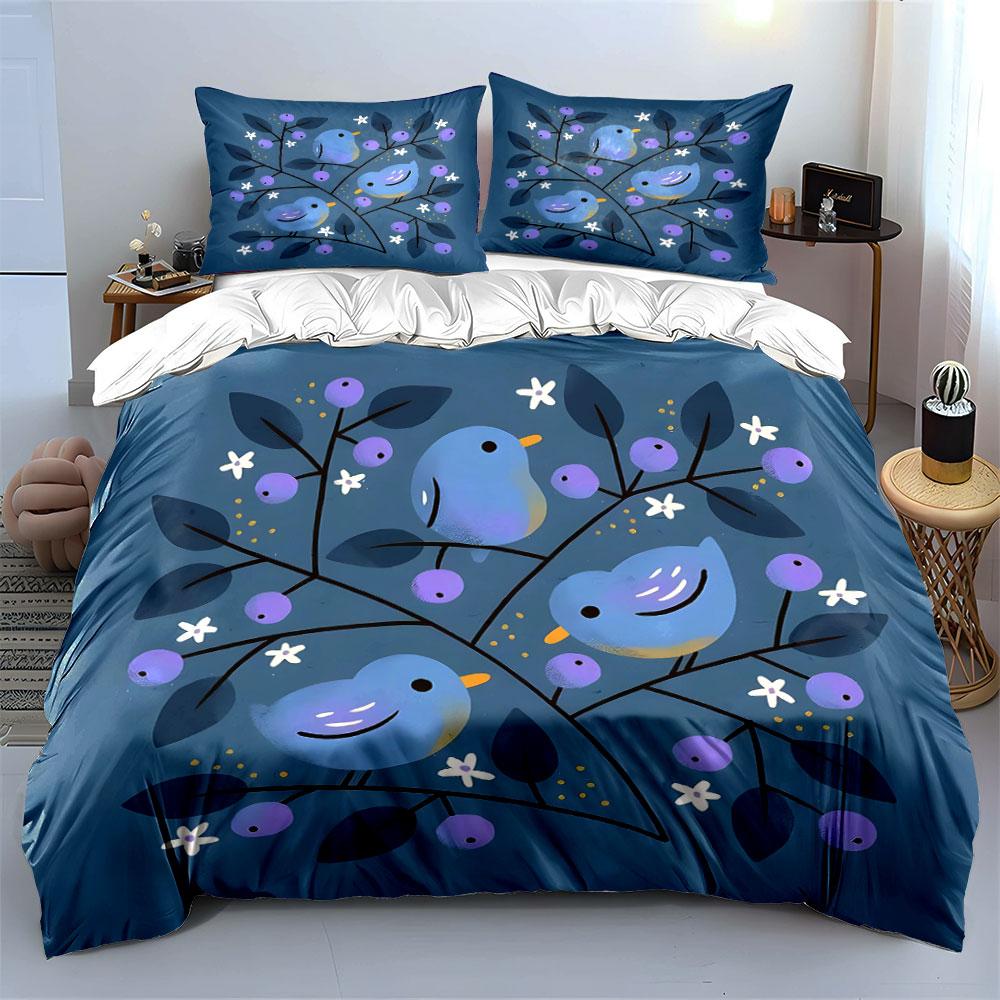 Charming Birds Among Blossoms. Bedding Sets Duvet Covers Pillowcases(1* Duvet Cover 2* Pillowcases Without Duvet Insert)