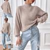 Clipped Cotton Sweater Women's Top Cross-border European and American Women's Clothing Semi-turtleneck Autumn and Winter Bottoming Sweater Pullover 