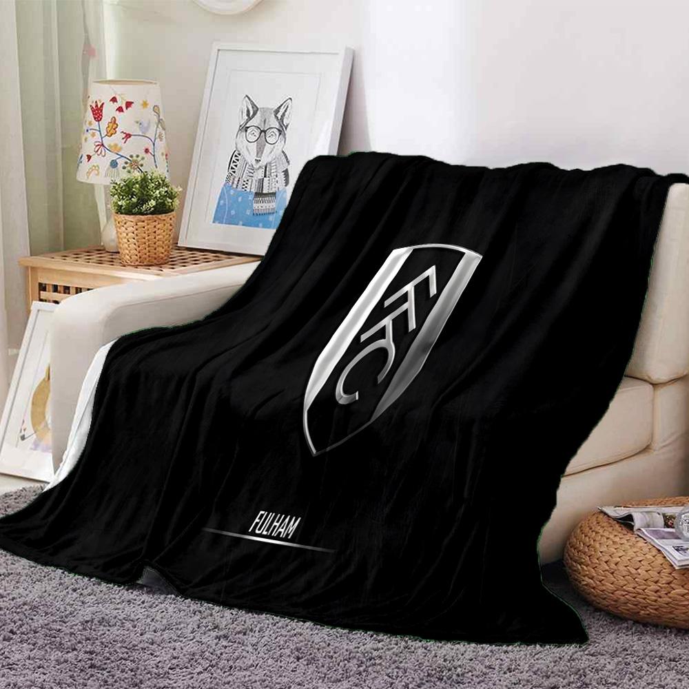 Fulham Football Crest Flannel Blanket, Soft Polyester, Modern Design, All-Season for Camping, Travel, Gifts for holidays or birthdays