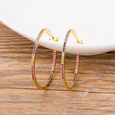 New Arrival Big Circle Colorful Color Charm Bohemia Earrings Top Quality Copper CZ Jewelry For Female Party New Year Gift