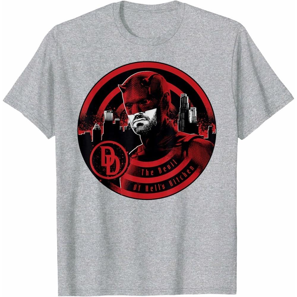 Daredevil Hells Kitchen Marvel TShirt Harajuku Short Sleeve Soft Cotton Regular Fit Crew Neck Streetwear Top for Him Her