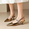 Baotou Sandalen für Damen Sommer 2026 Wasser Diamant Spitze Hinten Ausgeschnitten Mary Jane Leder Schuhe Niedriger Absatz Sandalen für Damen