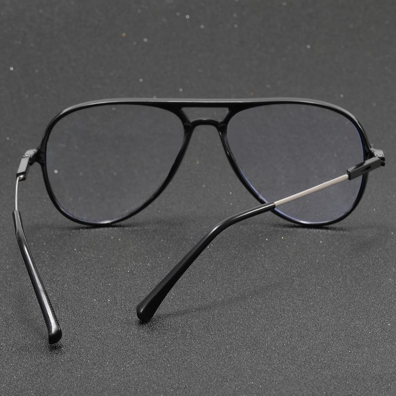 Classic Pilot Fashion Glasses - Double Bridge, Flat Top Design with PC Lenses for Men & Women Anti Blue Light