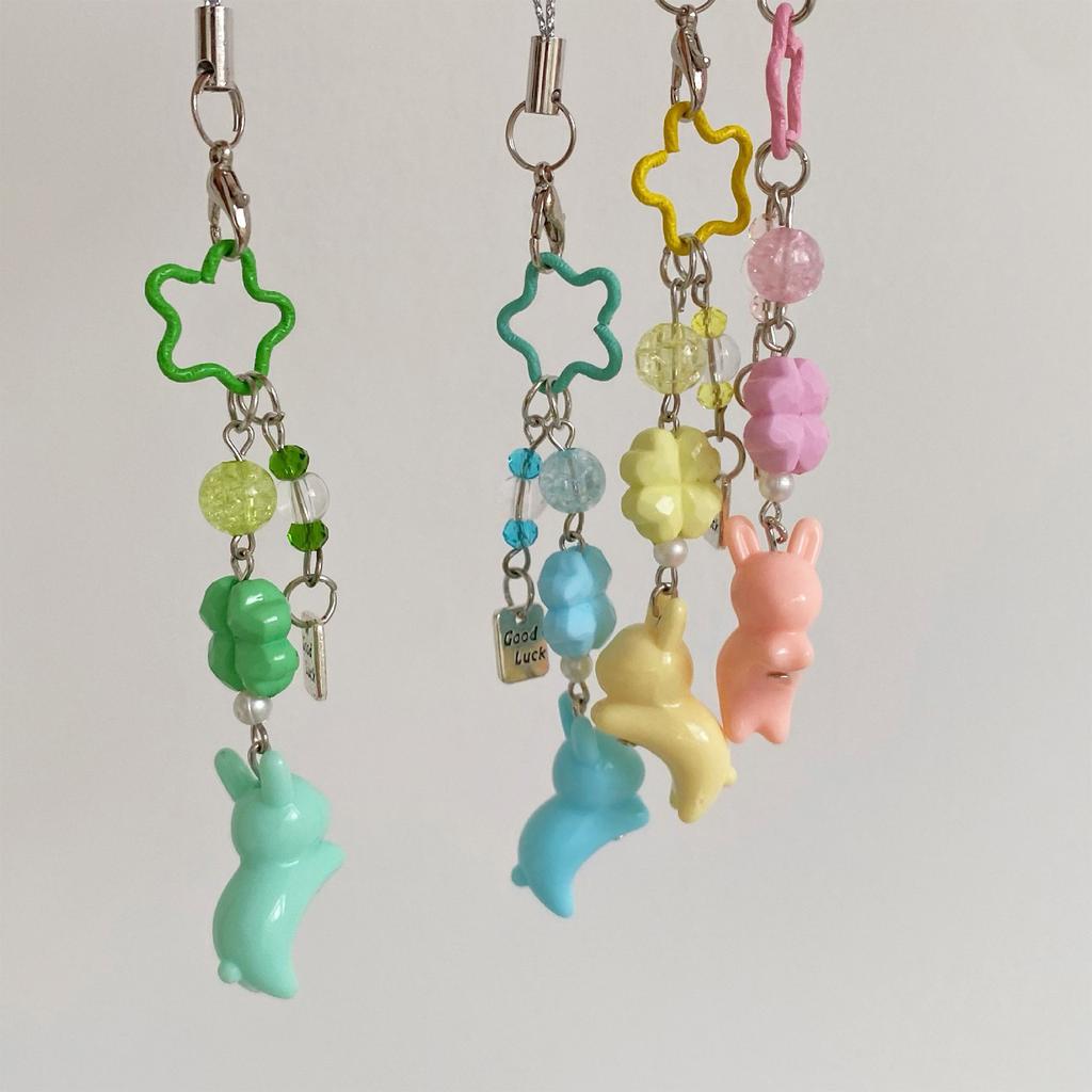 Lucky Clover Leaf Acrylic Phone Charm Pendant Cute Cartoon Design Cute Cartoon Phone Strap Accessory for Fashionistas