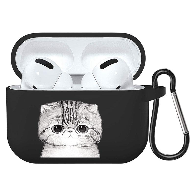 קריקטורה חמוד חיות מחמד כלב חתול בעל חיים ינשוף צמח פרחי אפל עבור אפל AirPods 2 3 כיסויי אוזניות חסינות זעזועים שחורות AirPods Pro Funds Cover