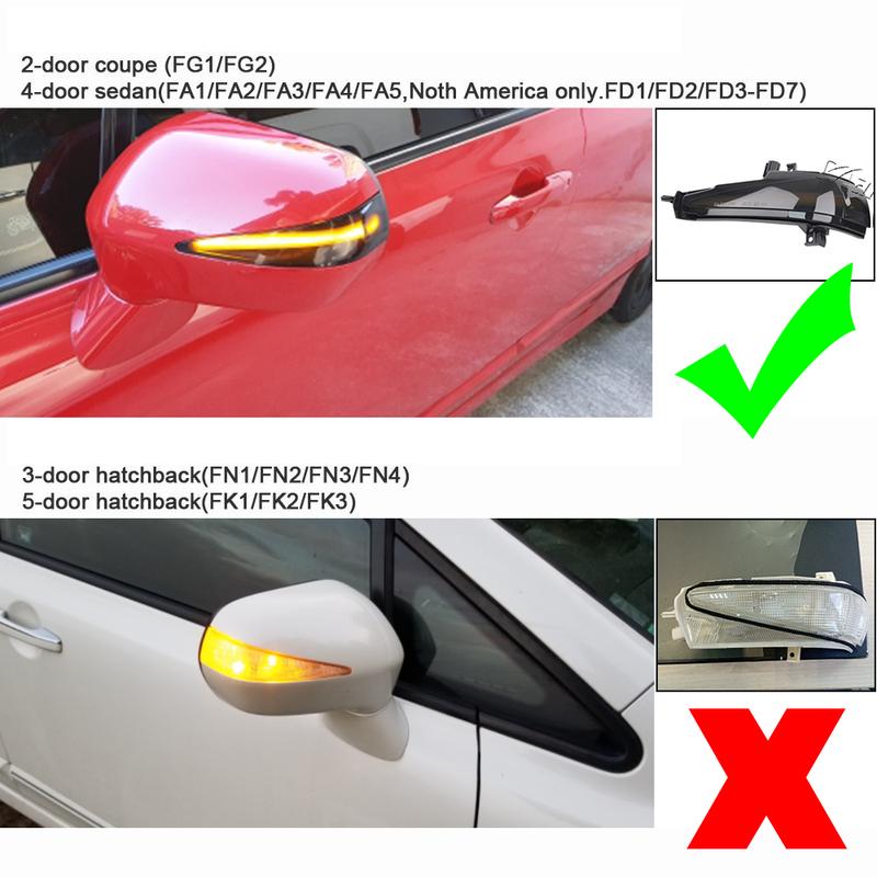 For Honda Civic Mk8 Sedan FA 1 2 3 FD 1 2 3 4 5 05-11 Dynamic Turn Signal Light LED Side Mirror Indicator Blinker Light
