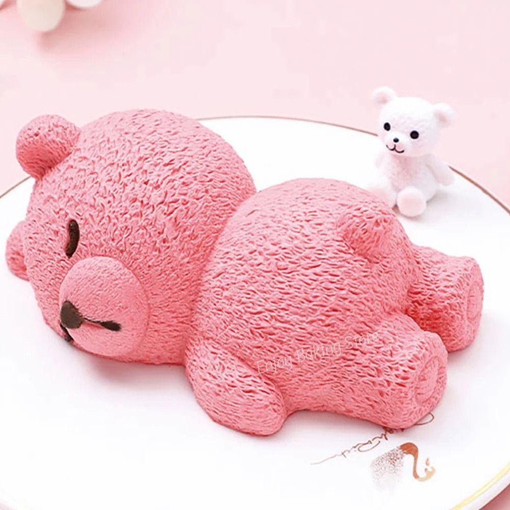 Dessert Tool Cake Mold Sleeping Bear Mold Food Grade Baking Tool Pudding Mold Cute 3D Candle Mould DIY