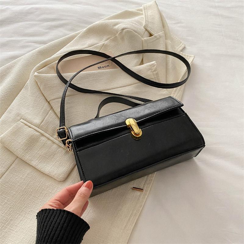 Stylish Vintage Shoulder Crossbody Bag In Black Cream Brown Stylish Pu Material Black