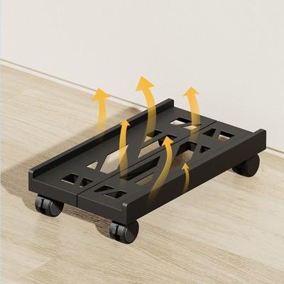 Telescopic Computer Host Bracket Castor Wheels Adjustable Mobile Base Bracket with Wheels Ventilated Chassis Tray Floor Cart Use