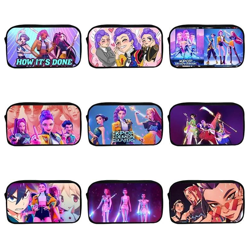 KPop Demon Hunters Pencil Case Anime Print Peripheral Pen Pouch Cartoon Student Stationery Storage Bags Back To School Gifts New