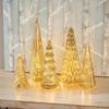 5 Pcs Illuminated Glass Christmas Tree Light Up Glass Tree Figurines