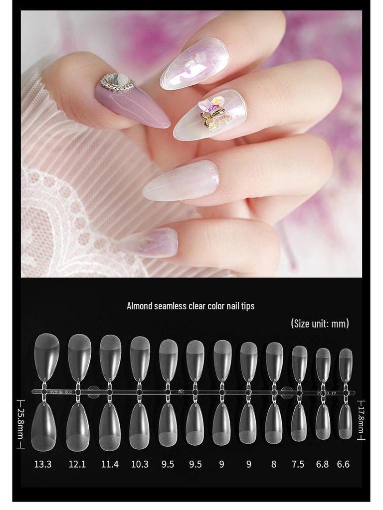 Frosted Almond & Square Nail Tips - No Filing Needed, Full/Half Cover, Ideal for Salons
