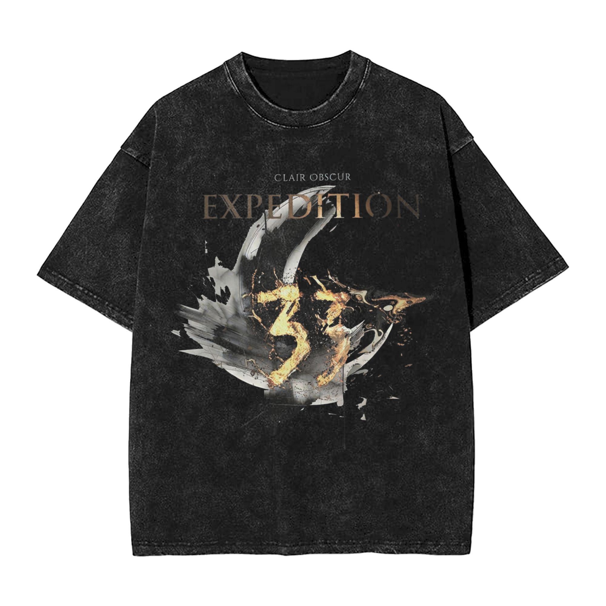 

Hot Game Clair Obscur Expedition Graphic Tshirt Vintage Washed Oversized T Shirt Men Women Clothing Cotton Short Sleeve Tees S