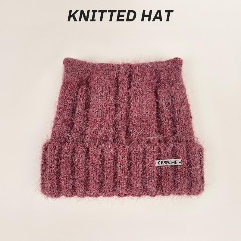 

1pc Y2k Crochet Beanie Hats for Women,winter Warm Windproof Retro Skull Cap with Cat Ear,suitable for Holiday,outdoor Activities One Size рожевий червоний колір
