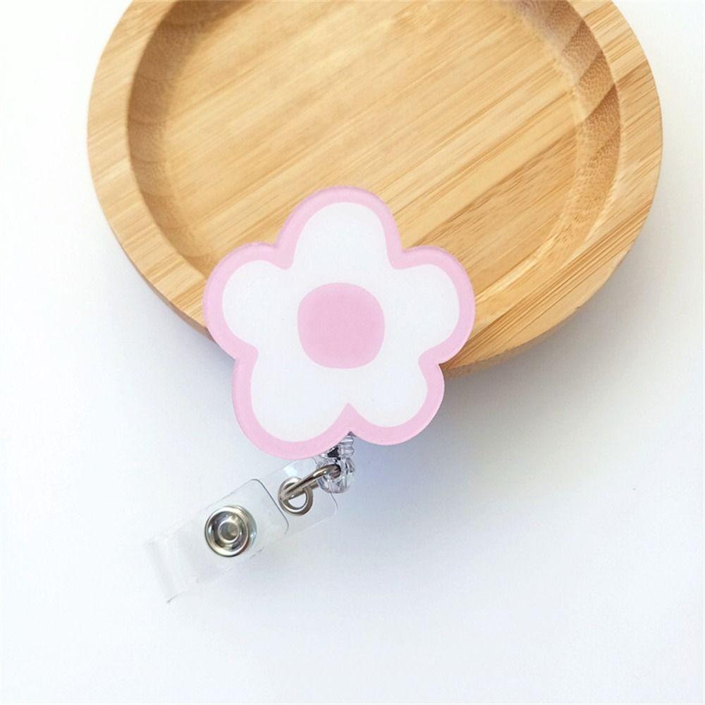 Flower Retractable Badge Holder Name Tag Easy Pull Buckle Kawaii ID Card Holder  Doctor Students