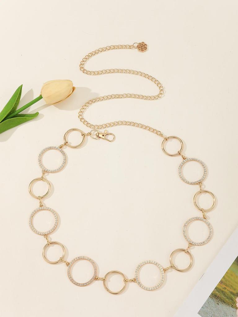 European & American Versatile Waist Chain Dress with High-end Metal Rings - Elegant Ladies' Accessory