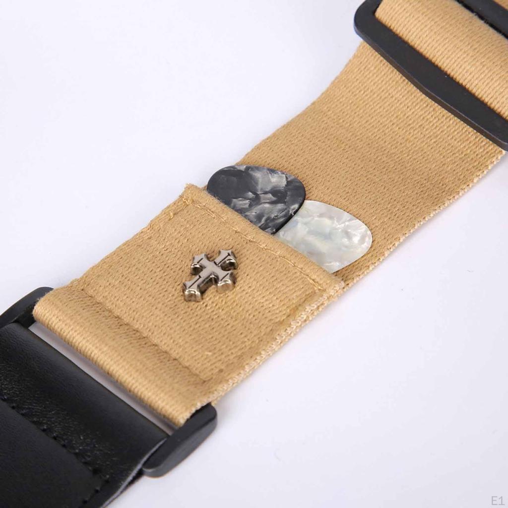 Guitar Strap with Cross Acoustic Folk Belt for Ukulele Beginner Gifts Khaki