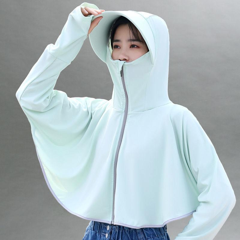 Anti-sun clothes women wear new ice silk breathable summer hooded short long-sleeved sunscreen clothes light blouse jacket