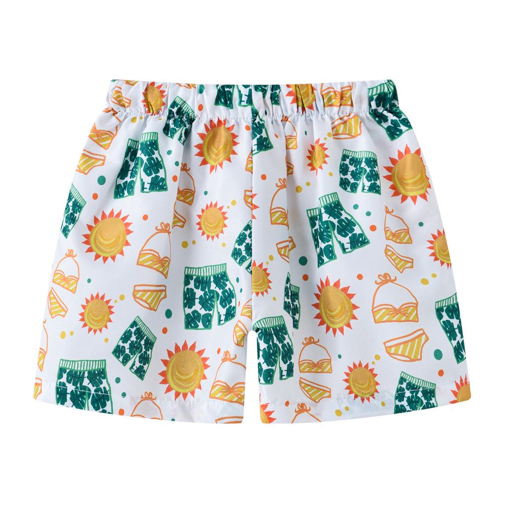 Sommer Kinder Cartoon-Print Badeshorts - Elastischer Bund Strand- & Sportbadehosen
