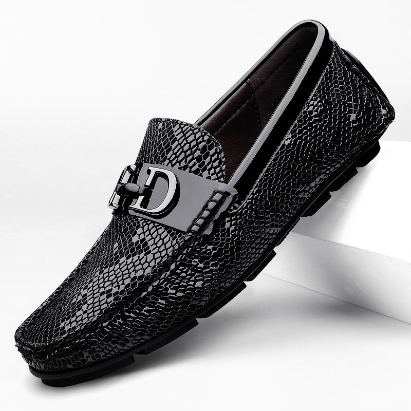 Fashion High Quality Men's Fashionable Snake Skin Pattern Comfortable Business Banquet Leather Shoes Spring New Men's Casual Loafers