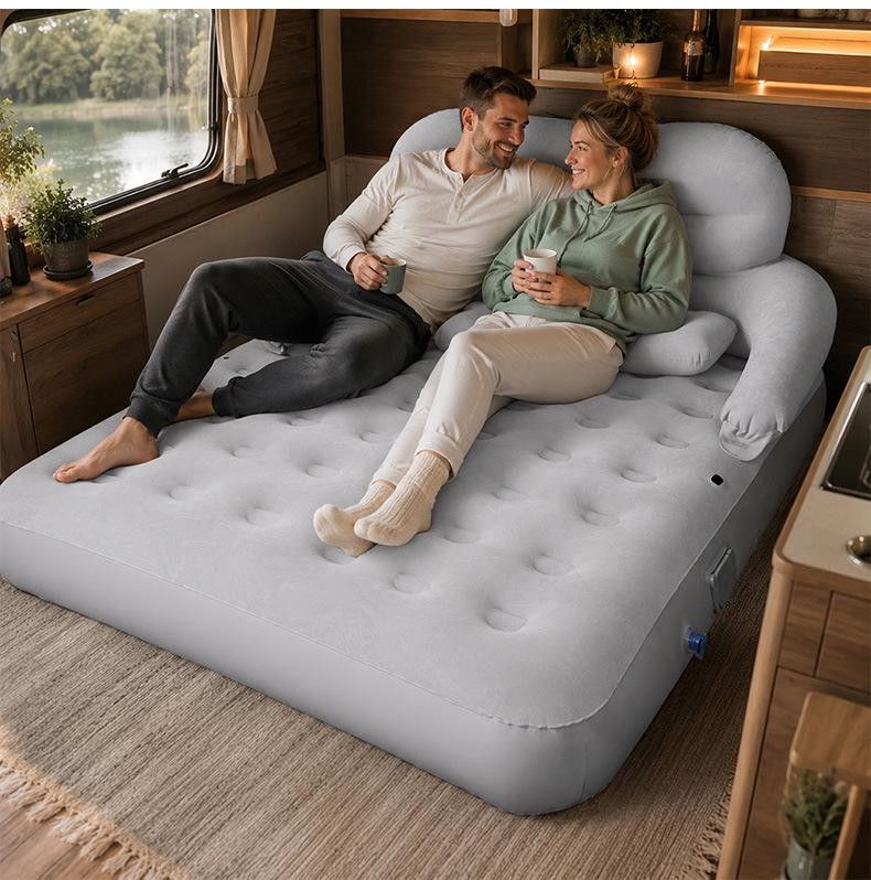 Popular Outdoor PVC Inflatable Mattress with Detachable Backrest Sofa Bed