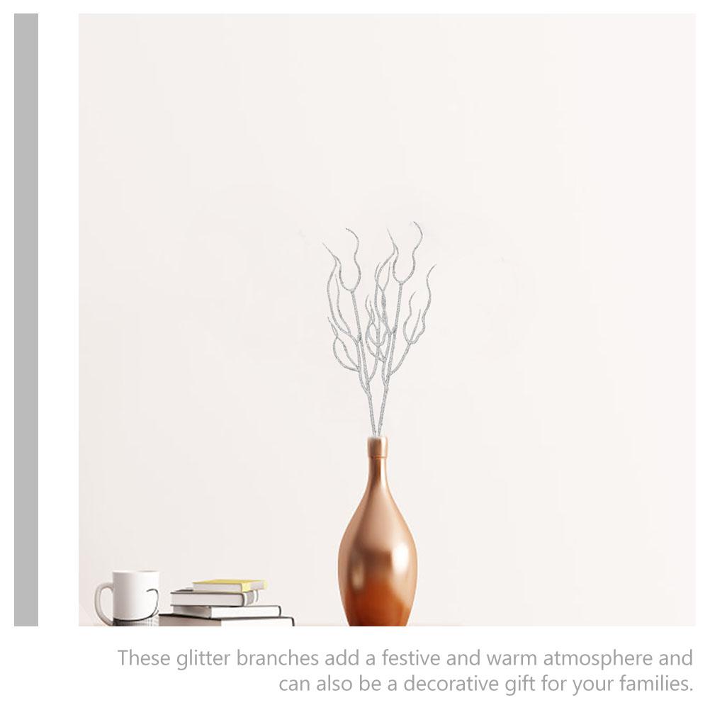 20 Pcs Artificial Plant Withered Vine Christmas Tree Branch Glitter Curly Branches Decor for Vase Xmas Stems Decorations Plants