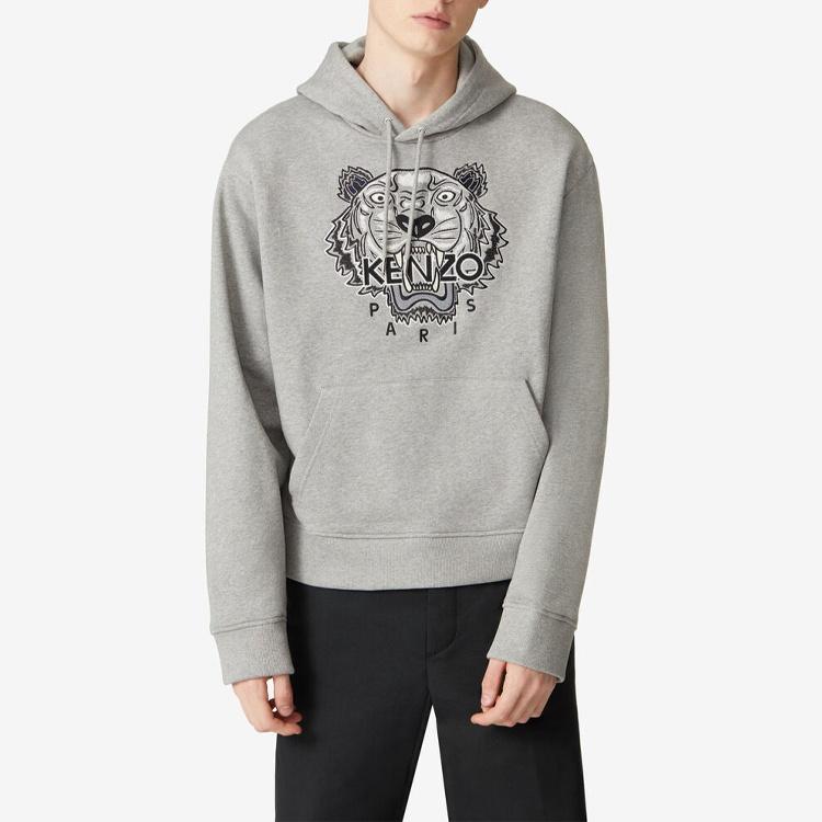Men's KENZO FW20 Tiger Head Embroidered Cotton Pearl Gray FA65SW3114XV-94