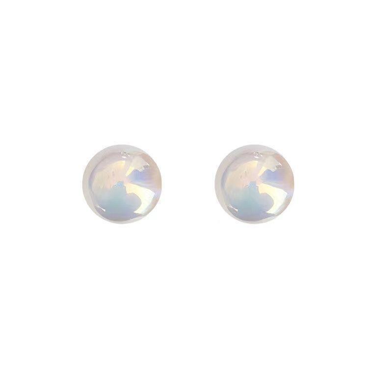 Sterling Silver Mermaid Princess Pearl Stud Earrings for Women - Niche Design, Light Luxury, Perfectly Round, Large (2025 Edition)