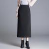 Women's High-Waisted Tweed Midi Skirt - Winter 2025 Slim Fit with Back Slit