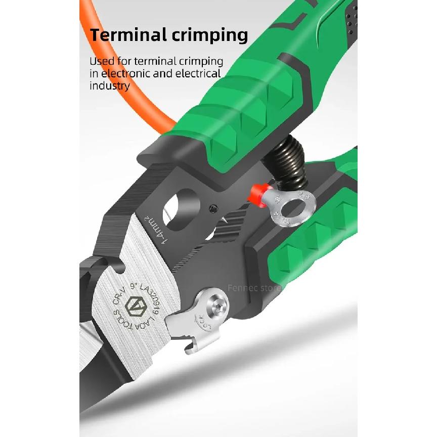LAOA Electrician Pliers Needle Nose Pliers 9 in 1 for Clamping Screwing Wire Stripping Cable Cutting Wire Splitting LA320919