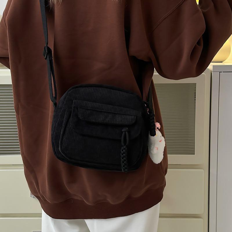 Corduroy spring new fashion solid color women's bag shoulder messenger bag campus fashion bag