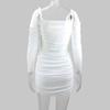 Spring/Summer 2025 Women's European/American Bodycon Dress - Sexy Square Neck, Mesh Long Sleeves