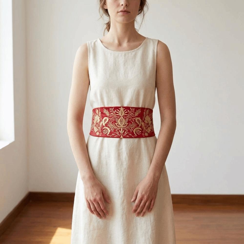 Soft Fabric Embroidery Corset Wide Style Ethnic Girdle Hanfu Waistband Girlfriend Gift