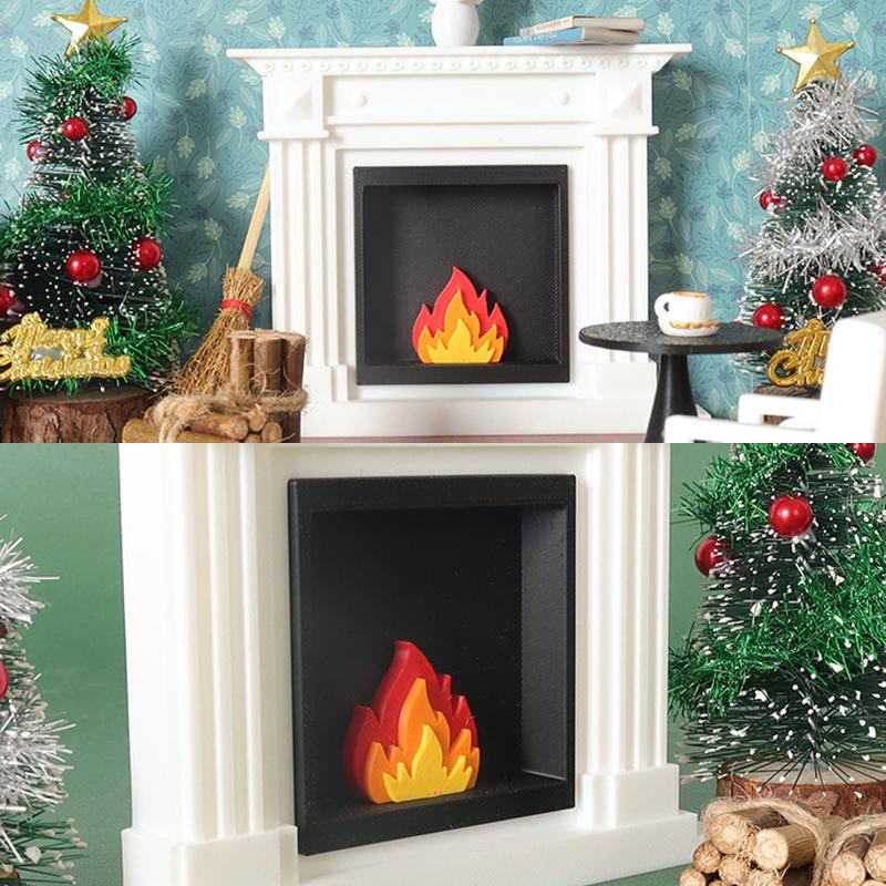 1/12 Dollhouse Miniature Living Room Heater Fireplace Model Dollhouse Mini Christmas Scene Decoration Dolls House Accessories