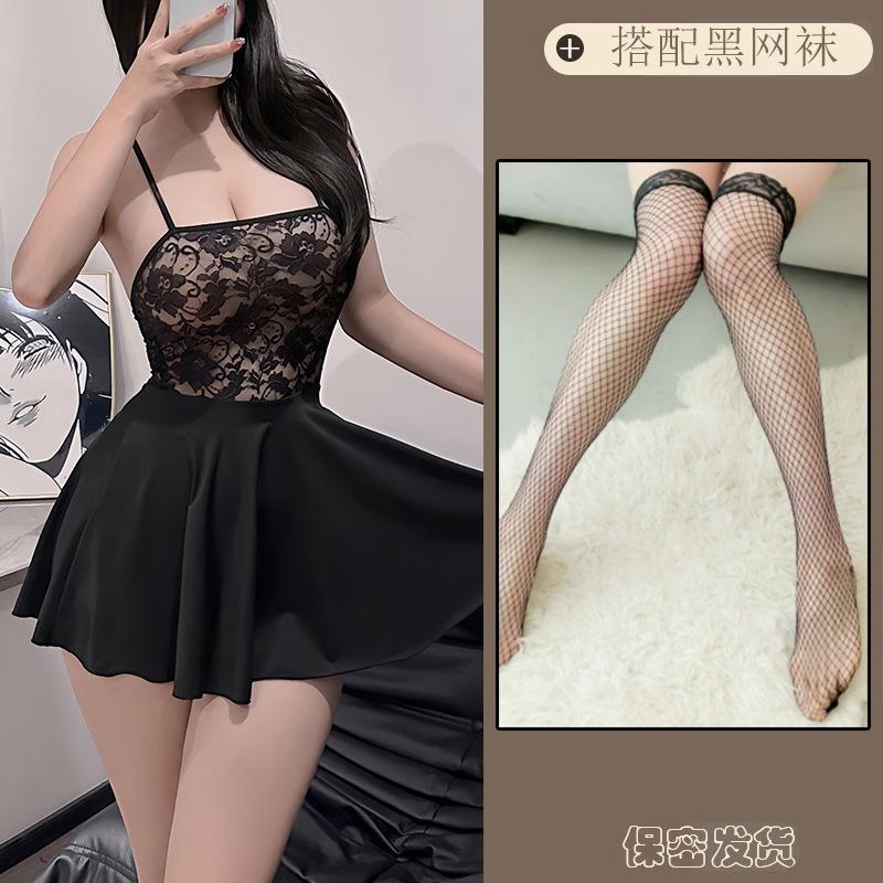 Sex underwear pure lust transparent suspender large size sexy suit lace nightdress splicing nightdress home girl