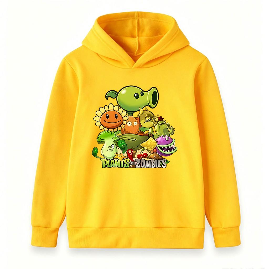 Kids Boys Girls Hooded Sweatshirt, Cartoon Plants Game Character Print Casual Pullover Hoodie, Soft Comfortable Long Sleeve Tops for Children Daily We