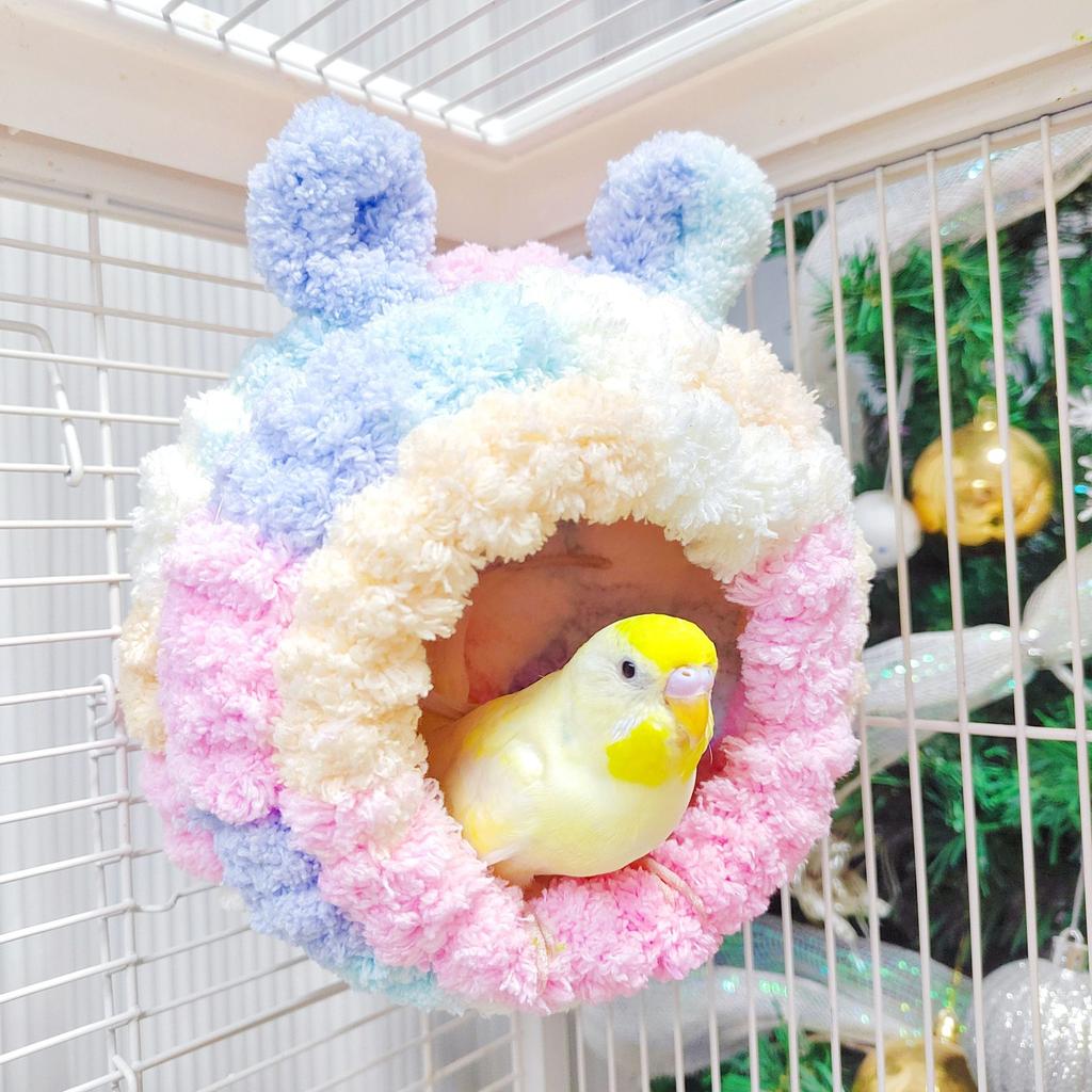 S/M Winter Parrot Plush Nest Warm Cozy Bird Hut Snuggle Bed Bird Cage Accessories for Parrot Lovers Owner