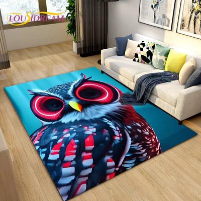 Alfombra con dibujos animados en 3D de búho, alfombra para el hogar, sala de estar, dormitorio infantil, sofá, felpudo decorativo, alfombra antideslizante para cocina