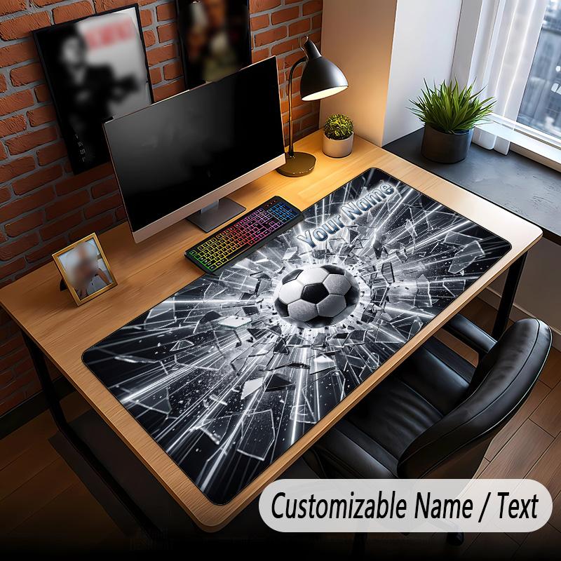 Soccer Theme Custom Mouse Pad Personalized With Name Text Customized Desk Mat For Office Home Decor
