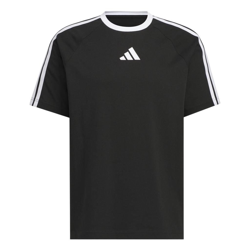Adidas 3-Stripes Short Sleeve T-Shirt Loose Fit Crew Neck Raglan Sleeve Men Tops Black KC1496