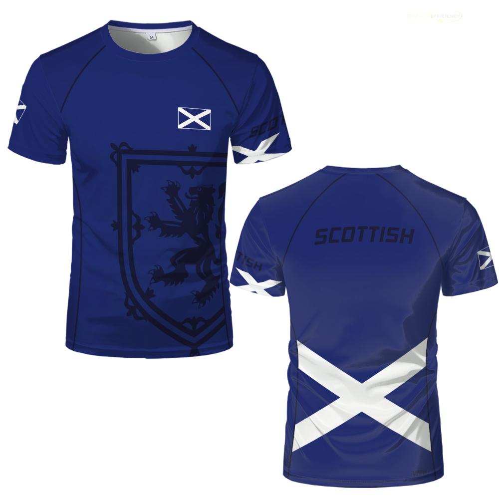 Scotland Flag Graphic Men's Jersey Fashion Gradient Print Sports Breathable Casual T-shirt Summer Unisex Running Badminton Tees